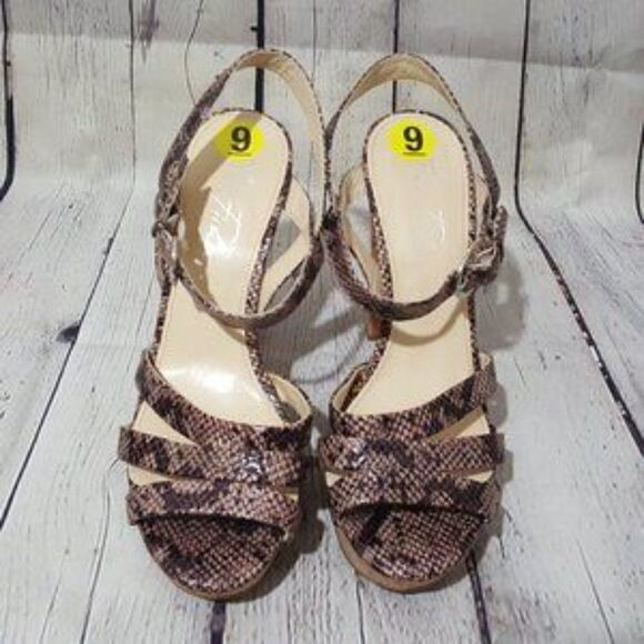 MARC FISHER Snakeskin Strappy Cork Sandals 9 NEW - Picture 2 of 8